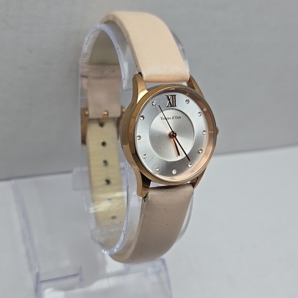 Womens TCM Twmpo d'Ore Diamond Dial Quartz Watch Pink Leather Strap New Battery - Picture 3 of 11